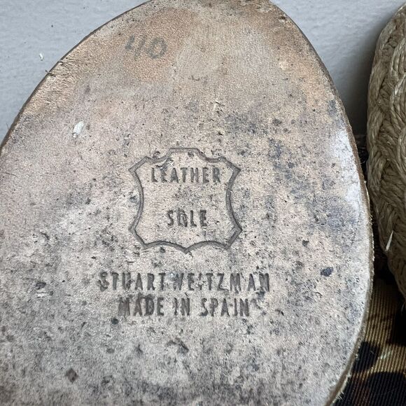 Stuart Weitzman X-Ray Animal Print Fabric Wide Strap Espadrille Wedge Sandal 7 M - Picture 13 of 16